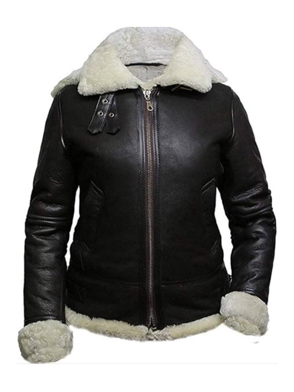 Womens B3 WWII Fur Real Bomber Leather Aviator Flight Sheepskin Shearling Jacket